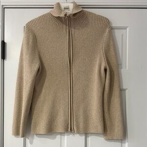 I. e. relaxed Women's Beige Ribbed Zip-Up Sweater size XL
